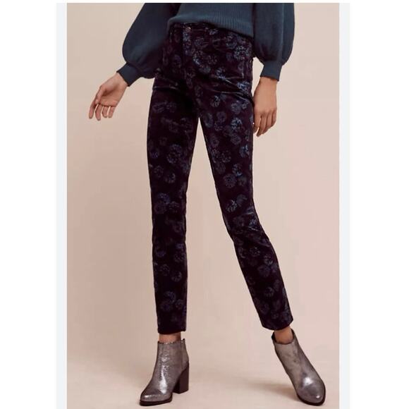 Pilcro and the Letterpress Script Velvet Ankle Jeans Navy Blue Floral Size 27 - Picture 15 of 15